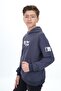 Boys' Relax Fit Hooded Pocket Lightweight Drop Shoulder Printed Sweatshirt - 2 Thread - 3