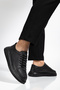 Men's Black Casual Flexible Comfortable Stitched Lightweight Poly Smart Lace-Up Sneakers - 5