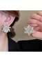Transparent White Crystal Stone Snowball Flower Earrings