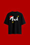 Mom&Dad New Year Printed Oversized Black Couple T-Shirt - 3