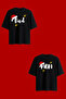 Mom&Dad New Year Printed Oversized Black Couple T-Shirt