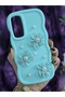 Samsung Galaxy A35 Compatible Water Green Pearl & Tulle Floral Stylish Phone Case