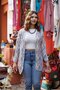 Blue Color Flower Patterned Cardigan