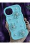 iPhone 13 / 14 Compatible Water Green Pearl & Tulle Floral Stylish Phone Case - 5