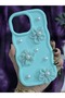 iPhone 14 Promax Compatible Water Green Pearl & Tulle Floral Stylish Phone Case