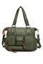 Multi-Pocket Casual Large Size Shopper Design Adjustable Strap Women's Shoulder Bag Dark Green
