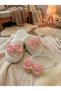 Women's Powder Lace Detailed Bowknot Maternity Crown Slippers Set