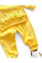 Yellow Corded Fabric Tree Printed Unisex 6-9-12-18-24 Months Ribbed Knit Transitional Fabric Bottom Top Baby Set - 6