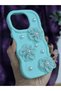 iPhone 15 Pro Compatible Water Green Pearl & Tulle Floral Stylish Phone Case - 4