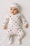 3-Piece Heart Patterned Beret Baby Girl Newborn Bodysuit Set