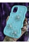 Samsung Galaxy A02S Compatible Water Green Pearl & Tulle Floral Stylish Phone Case - 4