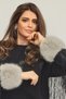 Plush Faux Fur Oversleeve Fluffy Cuff Wristband - Vegan Soft Gray - 5