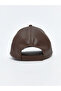 Brown Leather Look Men's Cap Hat - 3