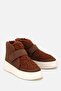 Women's Brown Fur Lined Velcro High-Top Boots - 2