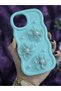 iPhone 12/12 Pro Compatible Water Green Pearl & Tulle Floral Stylish Phone Case - 5