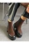 Women's Brown Thick Soled Suede Leather Chelsea Boots Ahsen - 6
