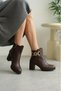 Women's Zippered Buckle Detailed Daily Use Short Heeled Boots Shoes - 5