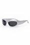 Zayra Gray Frame Narrow Oval Cat-Eye Sunglasses – Black Lens – Uv400 – Shiny Plastic - 4