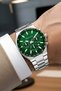 Men's Wristwatch with Calendar Steel Case & Steel Strap Silver-Green Color Zmfer215 - 2