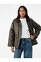 Bonded Leather Coat with Distressed Look and Zippered Pockets