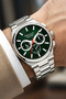 Function Men's Wristwatch Steel Case & Steel Band Silver-Green Zmfer216
