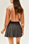 Lined Belt Included Checkered Pleated Shorts Mini Skirt - 5