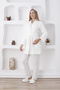 Ecru Jacquard Shawl Collar Special Design Winter Long Sleeve 100% Cotton Maternity Dressing Gown Pajama Set 3-Piece Set - 4