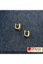 Dd633 Gold Micro Stone Thick Model Earrings – Sparkling Rectangular Shape - 4