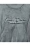 Embossed Lettering French Velvet Pajama Set -Grey - 3