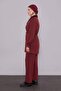 Claret Red Double-Breasted Fur Collar Double Suit - 3