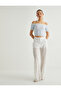 Off-The-Shoulder Blouse Thin Knitwear with Bow and Lace Detail - 2