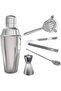 6Pcs Cocktail Shaker Home Bar Set Stainless Steel Drink Mixing Tools Kit 550Ml, Silver - 5