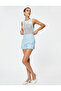 Crochet Sleeveless Top with Floral Applique Detail Round Neck Mesh Lace-Like Knit
