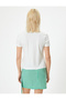 Lace Bow Detail T-Shirt Short Sleeve Crew Neck - 4
