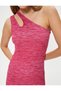 Long One Shoulder Dress Asymmetrical Neckline Ribbed Knit - 5