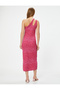 Long One Shoulder Dress Asymmetrical Neckline Ribbed Knit - 4