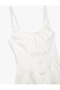 Cotton A-Line Mini Dress with Slim Straps and Front Tie Detail - 5