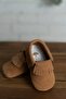 Newborn Baby Leather Fringed Brown First Step Shoes - 4