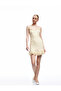 Square Neck Sleeveless Ruffle Detail Lace Mini Dress