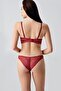 Women's Unpadded Burgundy Lace Bustier Bra Suit C2T6N1433 - 4