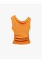 Bürümcük Draped Asymmetric Degaje Collar Sleeveless Blouse - 3
