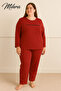 460-09-25 Velvet Fabric Plus Size Women's Pajama Set – Relaxed Fit 2-Piece Set - 2
