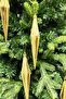 Christmas Tree Ornament Gold Long Drop Shaped Set of 6