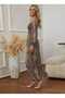Women's Off Shoulder Waist Ruched Detail Cut Fiber Single Jersey Long Dress - 4