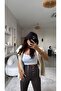 Brown Zippered Push up Steel Leggings Pants with Silver Accessories - 6