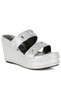 Women Rhinestone & Diamante Wedge Sandals in Silver