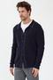 Loix Men's Navy Blue Cotton Blend Thessaloniki Knitted Cardigan with Pocket Pockets - 7