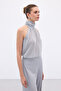 Sleeveless Shiny Blouse - Silver - 6