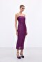 Long Sequin Dress with Straps - Plum - 3