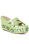 Women Chunky Diamante & Rhinestone Cut-Out Sandals in Lime Green